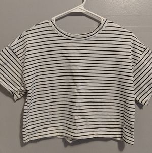 Forever 21 - White Black Striped Crop Top